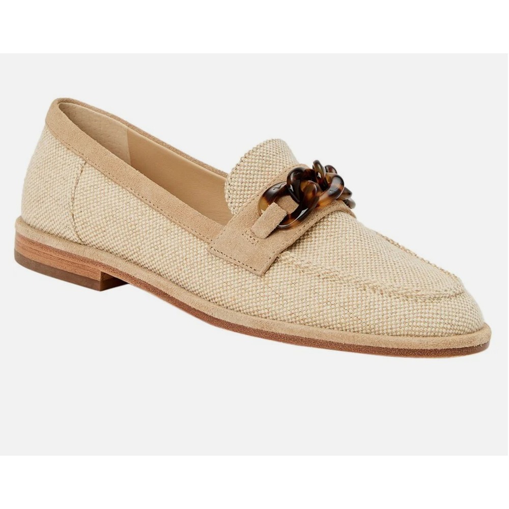 NEW J. McLaughlin size 9M Beige Tortoiseshell Chain Concetta Loafers Shoes $278